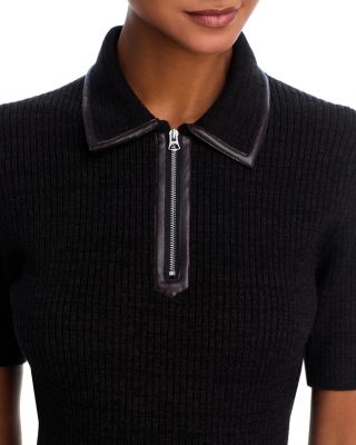 Caterina Faux Leather Trim Sweater 