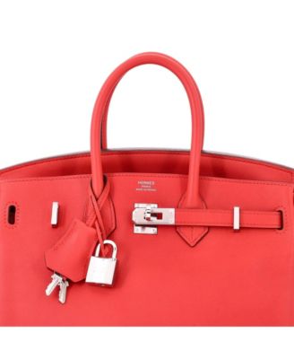 Birkin 25 Handbag Red Swift with Palladium Hardware