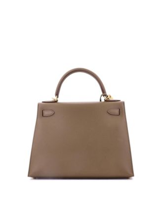 Kelly 28 Handbag Brown Madame with Gold Hardware