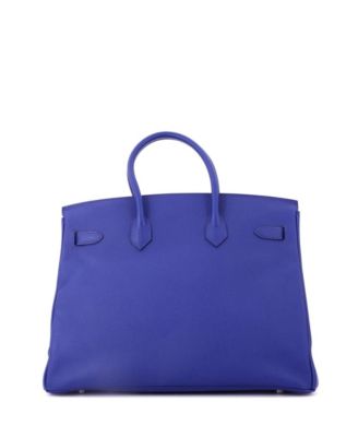 Birkin 35 Handbag Blue Epsom with Palladium Hardware