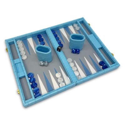 12" Travel Size Faux Crocodile Backgammon