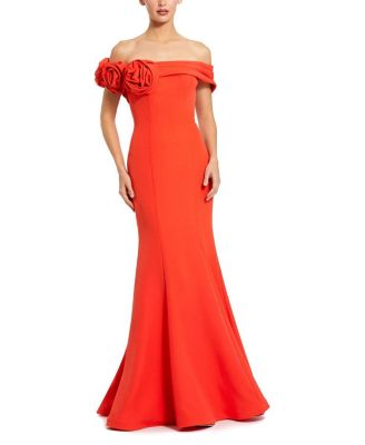  Off The Shoulder Crepe Mermaid Gown