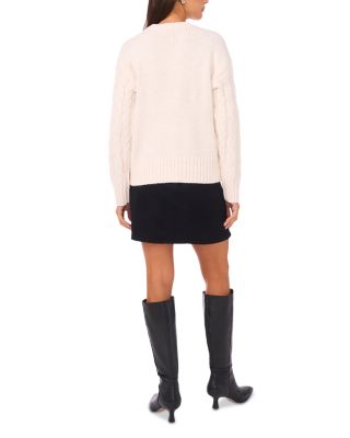 Sequin Cable Knit Long Sleeve Crewneck Sweater