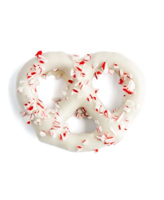 White Chocolate Enrobed Pretzels with Crushed Peppermint, 16 Piece - Exclusive