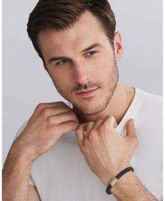 Two-Tone Matte Black Ceramic Diamond Bracelet, 9mm