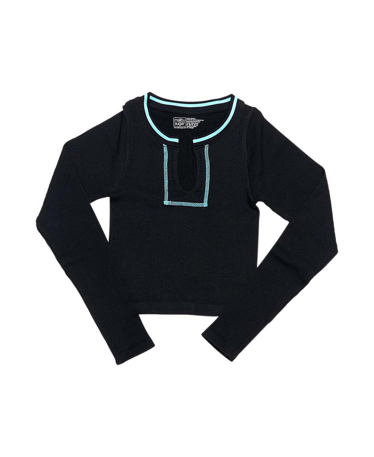 Malibu Sugar Malibu Sugar Girls' Long Sleeve Ribbed Seamless Top with Contrast Stitching - Big Kid