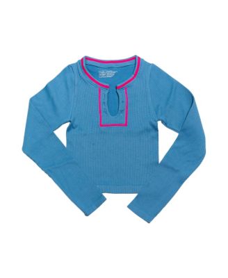 Malibu Sugar Malibu Sugar Girls' Long Sleeve Ribbed Seamless Top with Contrast Stitching - Big Kid