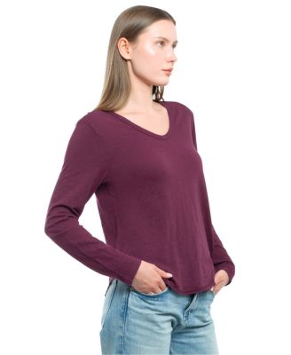  Long Sleeve Raw Hem Shirttail Tee