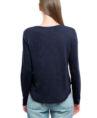  Long Sleeve Raw Hem Shirttail Tee