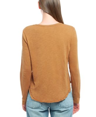  Long Sleeve Raw Hem Shirttail Tee