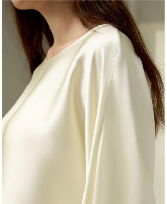 Silk Charmeuse Crewneck Top