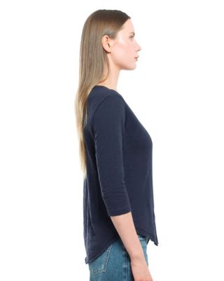 3/4 Sleeve Raw Hem Shirttail Tee