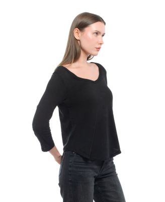 3/4 Sleeve Raw Hem Shirttail Tee