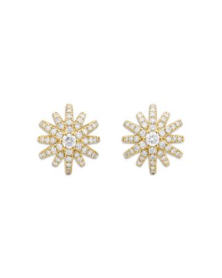 Starburst Stud Earrings in 18K Yellow Gold with Diamonds, 11.7mm