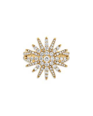 Starburst Ring in 18K Yellow Gold with Diamonds, 20mm