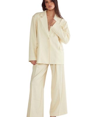  Oversized Pinstripe Tailored Blazer