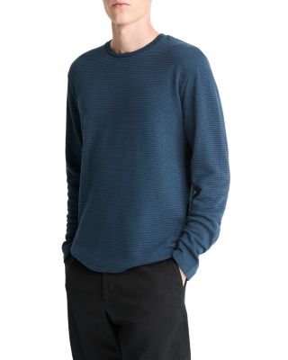 Striped Double Knit Long Sleeved Crewneck Tee