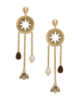 Charm Jewelry Amandine Stone, Pav&eacute; & Freshwater Pearl Drop Earrings