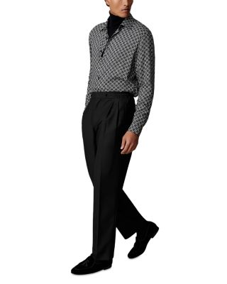 Long Sleeve Printed Button Front Shirt