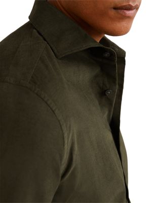 Long Sleeve Fine Cord Button Front Shirt