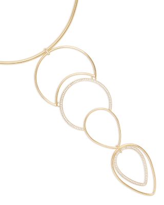 Rena Pav&eacute; Pear Shape Structured Statement Necklace, 5" 