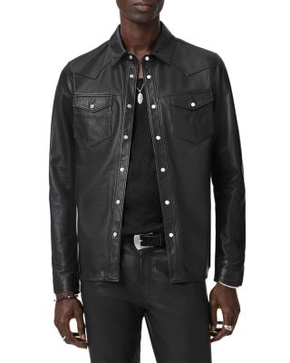 Sage Leather Shirt Jacket