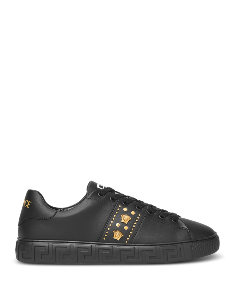 Versace Men's Medusa Stud Low Top Sneakers in Black
