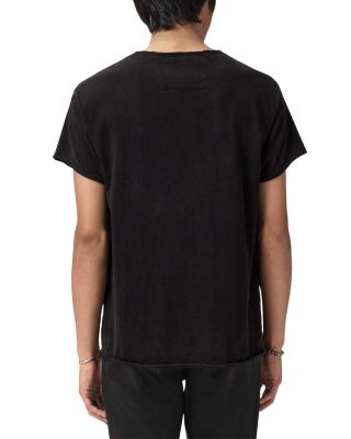 Short Sleeve Raw Edge Graphic Crewneck Tee