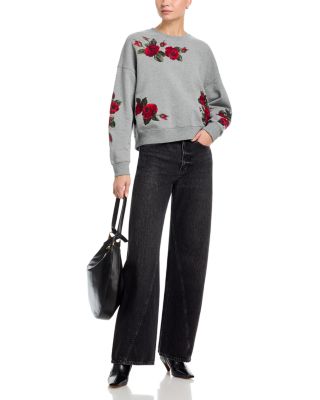 Teddy Rose Embroidered Sweatshirt
