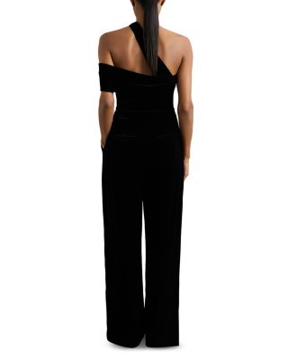 Petite Daria One Shoulder Velvet Jumpsuit