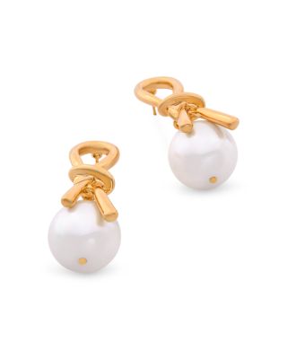 Knot & Imitation Pearl Earrings - Exclusive