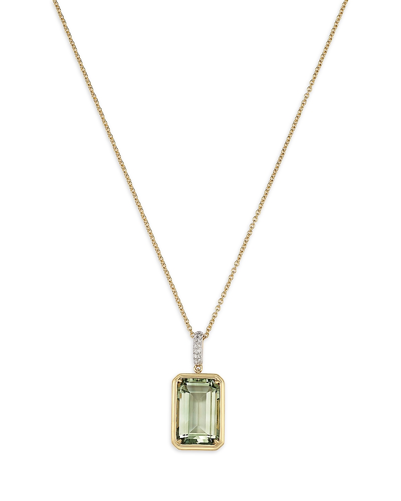 Bloomingdale's Fine Collection Prasiolite & Diamond Pendant Necklace In 14k Yellow Gold, 18 In Gold