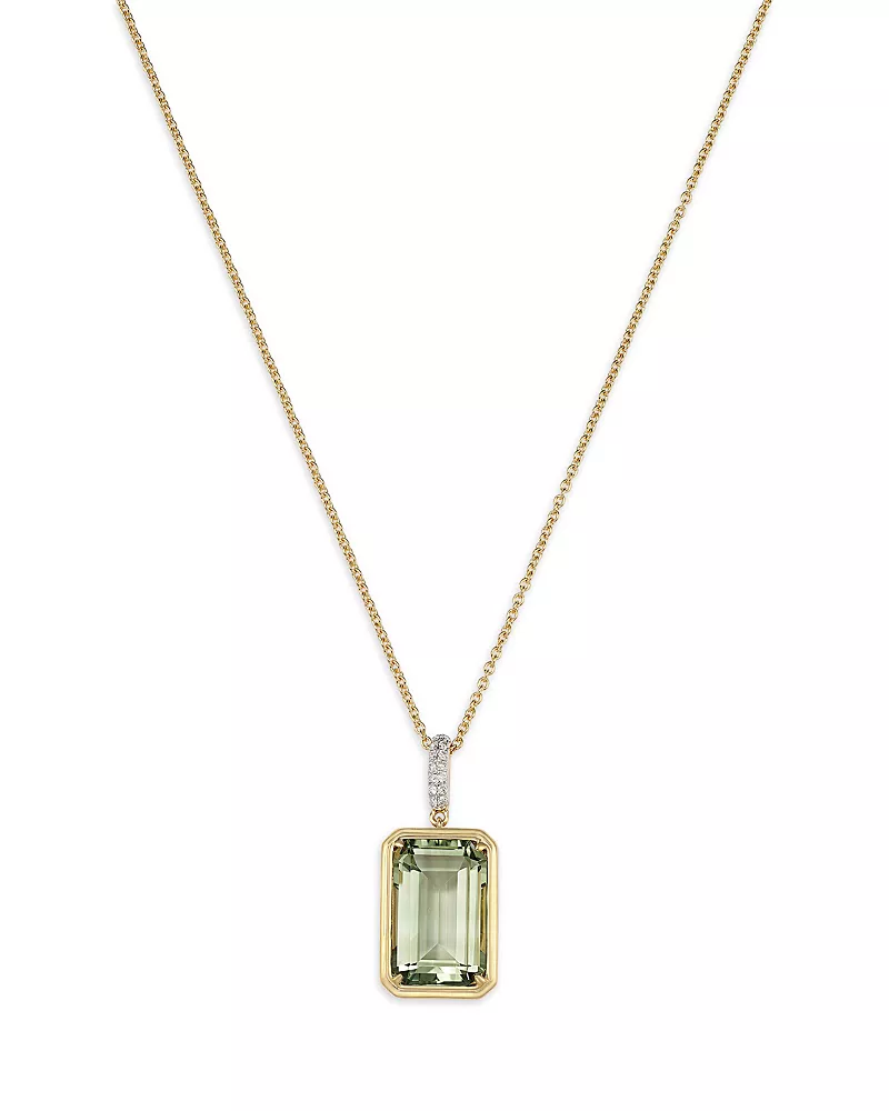 Bloomingdale's Fine Collection Prasiolite & Diamond Pendant Necklace in 14K Yellow Gold, 18