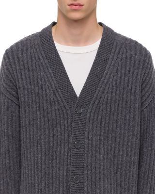 Relaxed Fit Ribbed Cardigan Sweater
