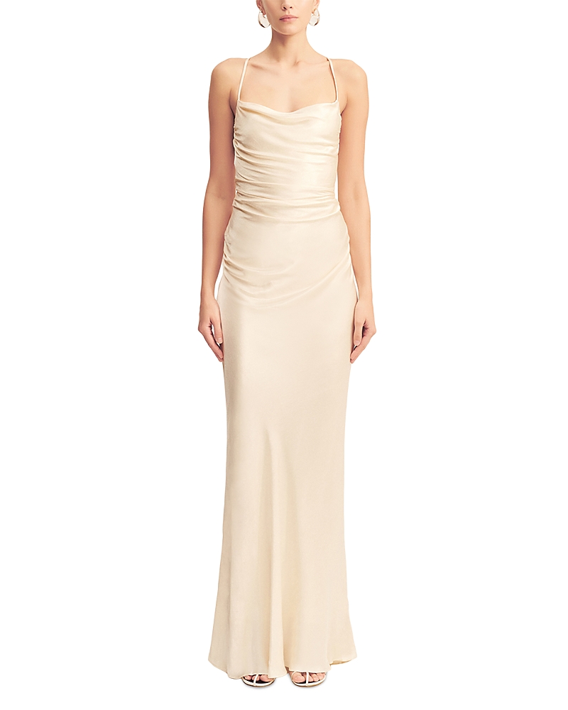 Shona Joy La Lune Lace Up Back Maxi Dress In Nude