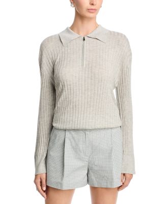 Sabine Silk & Cashmere Zippered Polo Top