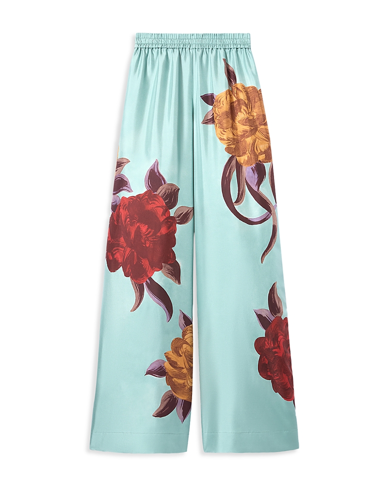 La Doublej Silk Palazzo Pants In Blue