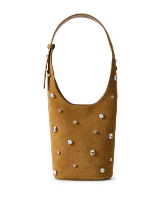 Crystal Embellished Leather Shoulder Bag