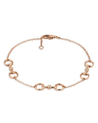 18K Rose Gold Horsebit Diamond Chain Link Bracelet