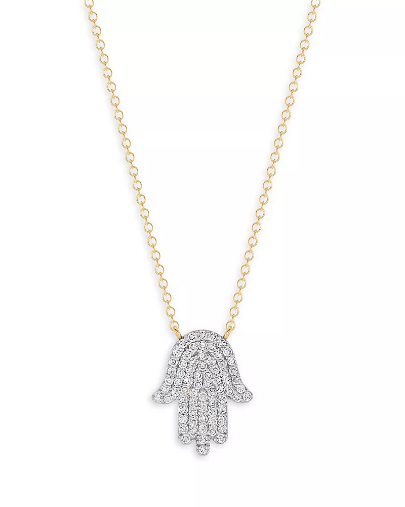 Phillips House 14K Yellow Gold Diamond Infinity Hamsa Necklace, 0.38 tcw