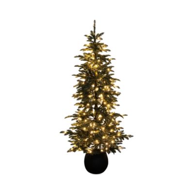 Pre-Lit Artificial Pine 6' Christmas Tree in Round Planter with Warm White LED Lights