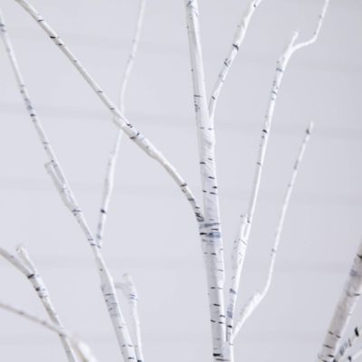 Pre-Lit Artificial White Birch Trees with LED Lights, Set of 3