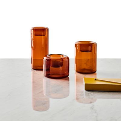Amber Happy Votive Holders, Set of 3