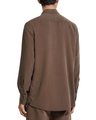 Long Sleeve Button Front Silk Shirt