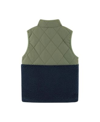 Green Mixed Media Faux Shearling Vest - Little Kid, Big Kid