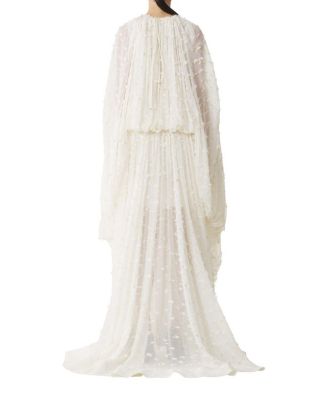  Long Dress In Plumetis Silk