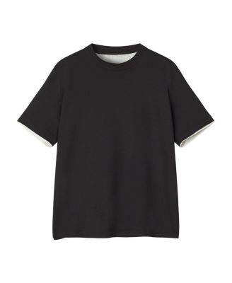  Cotton T-Shirt with Silk Detail