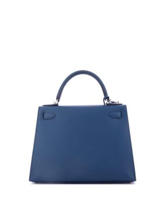 Kelly 28 Handbag Blue Madame with Palladium Hardware