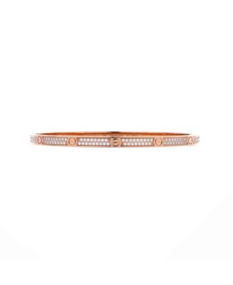  Small Love Bracelet 18K Rose Gold with Pave Diamonds