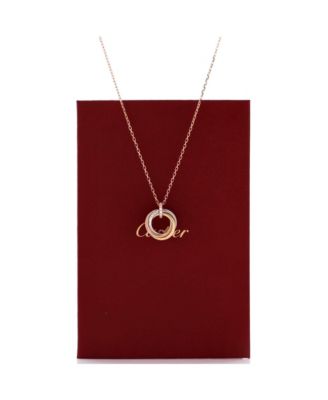  Trinity Pendant Necklace 18K Tricolor Gold and Diamonds, 16.25"